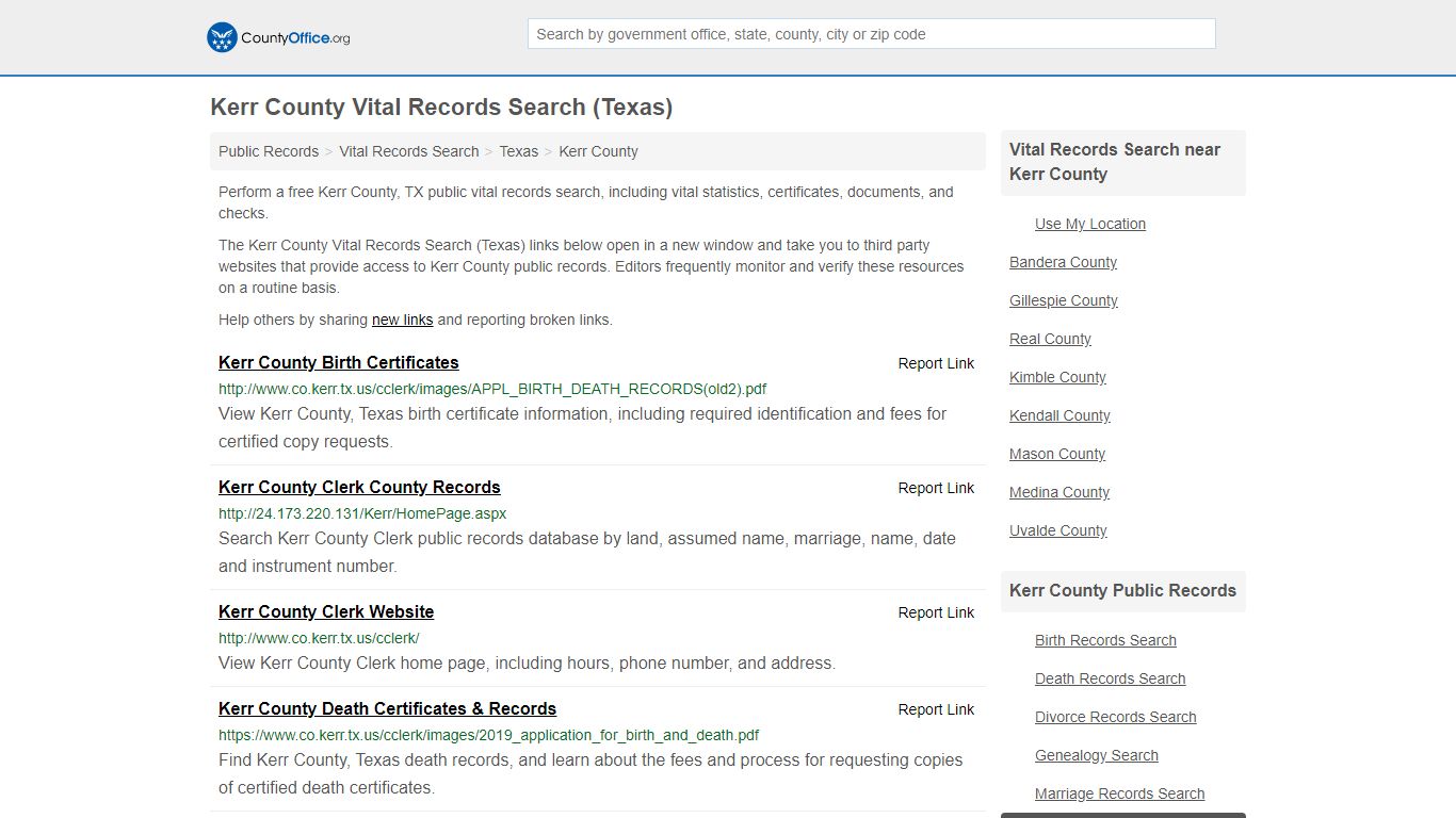 Vital Records Search - Kerr County, TX (Birth, Death ...